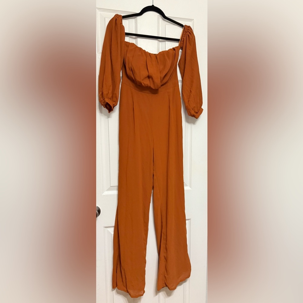 Elegant Orange Off-Shoulder Jumpsuit
